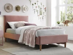 Acoma sängram 90x200 cm - Rosa sammet + Möbeltassar