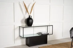 Agnäs konsolbord 130 x 35 cm - Svart/glas