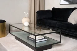 Agnäs soffbord 130 x 60 cm - Svart/glas