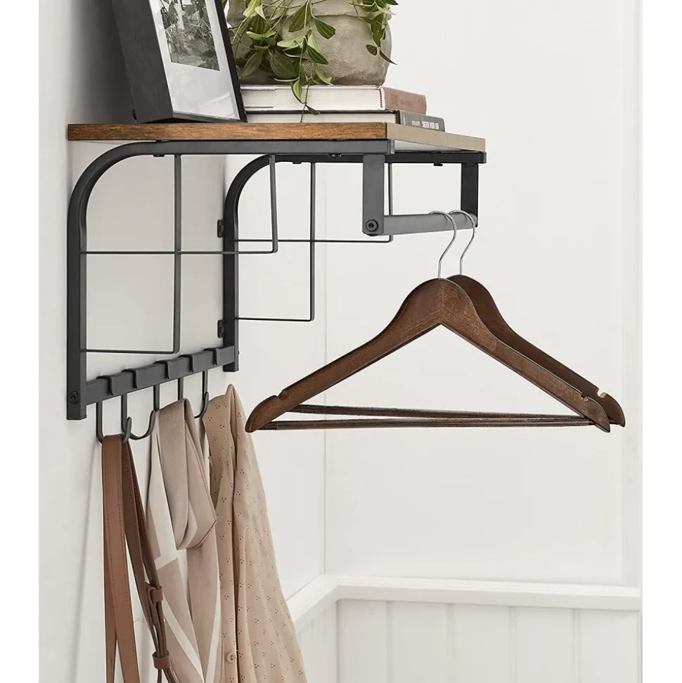 Aleksander hatthylla 66 cm - Brun/svart