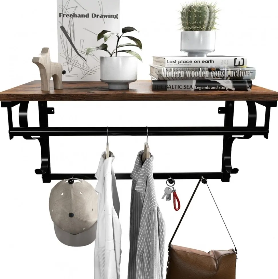 Aleksander hatthylla 66 cm - Brun/svart