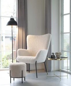 Alford Sittpuff - Lammskinn(Konstskinn)/svart + Fläckborttagare för möbler