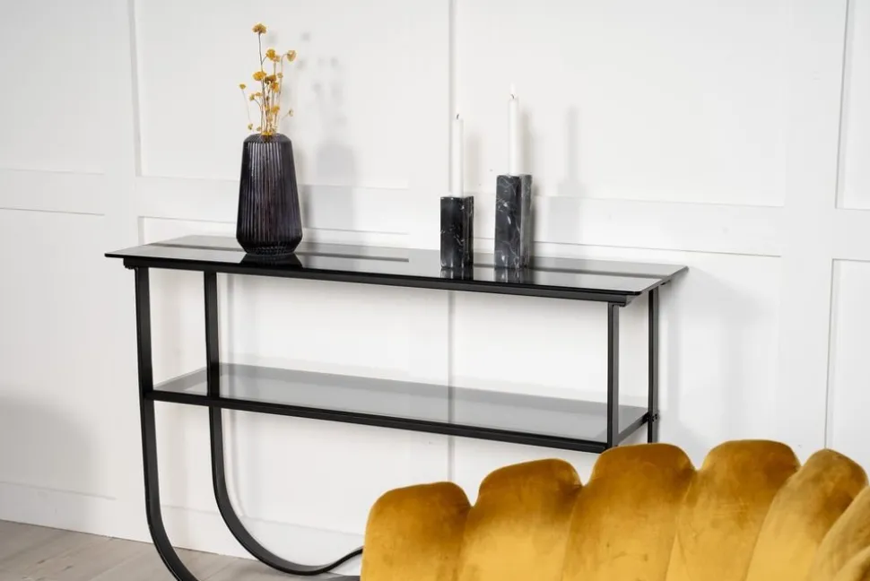 Algustorp konsolbord 117 x 33,5 cm - Svart/glas