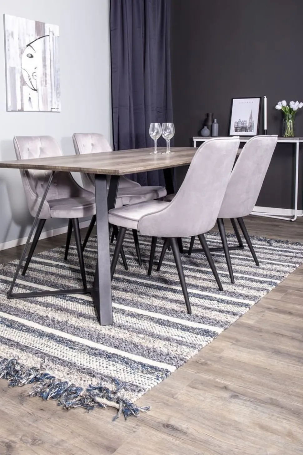 Alice Deluxe matstol - Svart/ljusgrå sammet