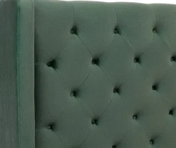 Almedal sänggavel med knappar (Smaragdgrön sammet) - Valfri bredd