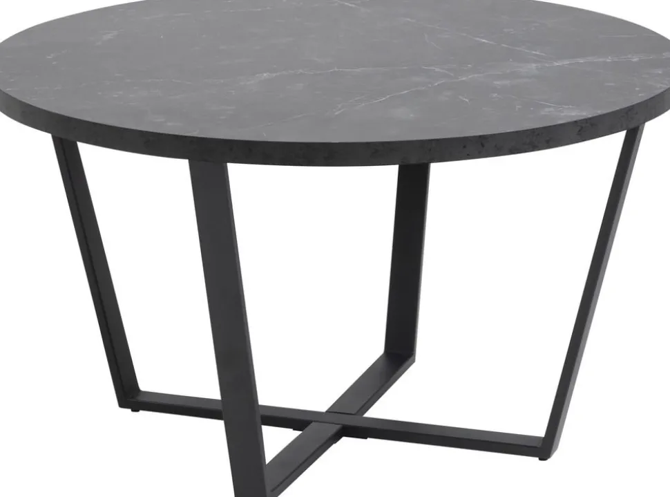 Amble soffbord Ø77 cm - Svart/svart marmor