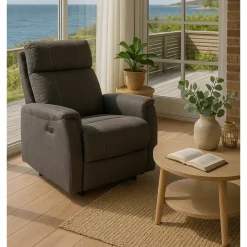 Anna elektrisk ställbar fåtölj i grå microfibertyg + Fläckborttagare för möbler