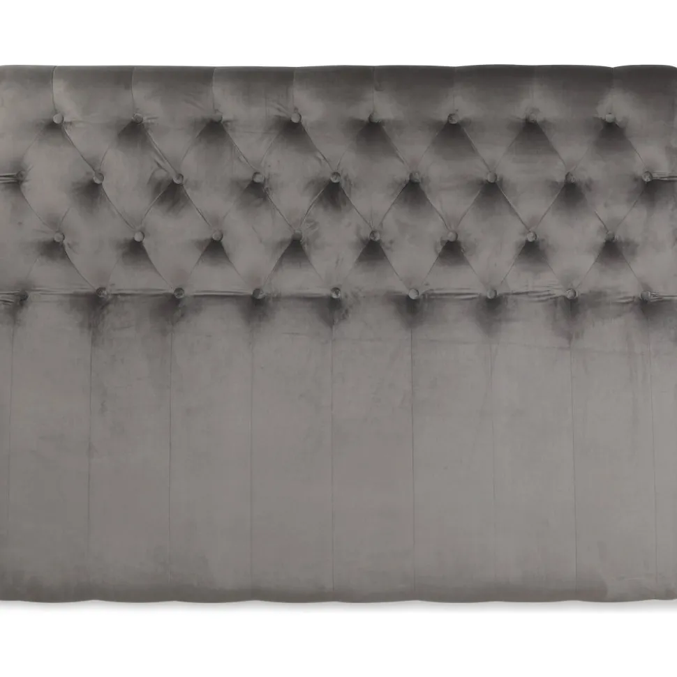 Anna sänggavel med knappar (Grå sammet) - Valfri bredd + Möbeltassar