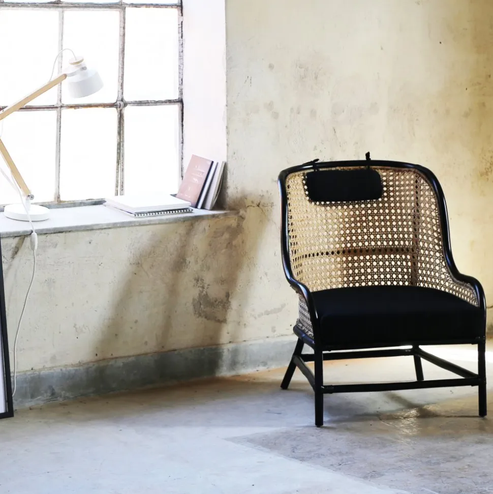 Anton svart fåtölj i rotting + Fläckborttagare för möbler