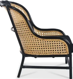 Anton svart fåtölj i rotting