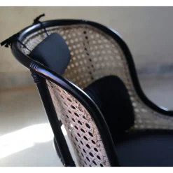 Anton svart fåtölj i rotting + Textilrengöring för möbler