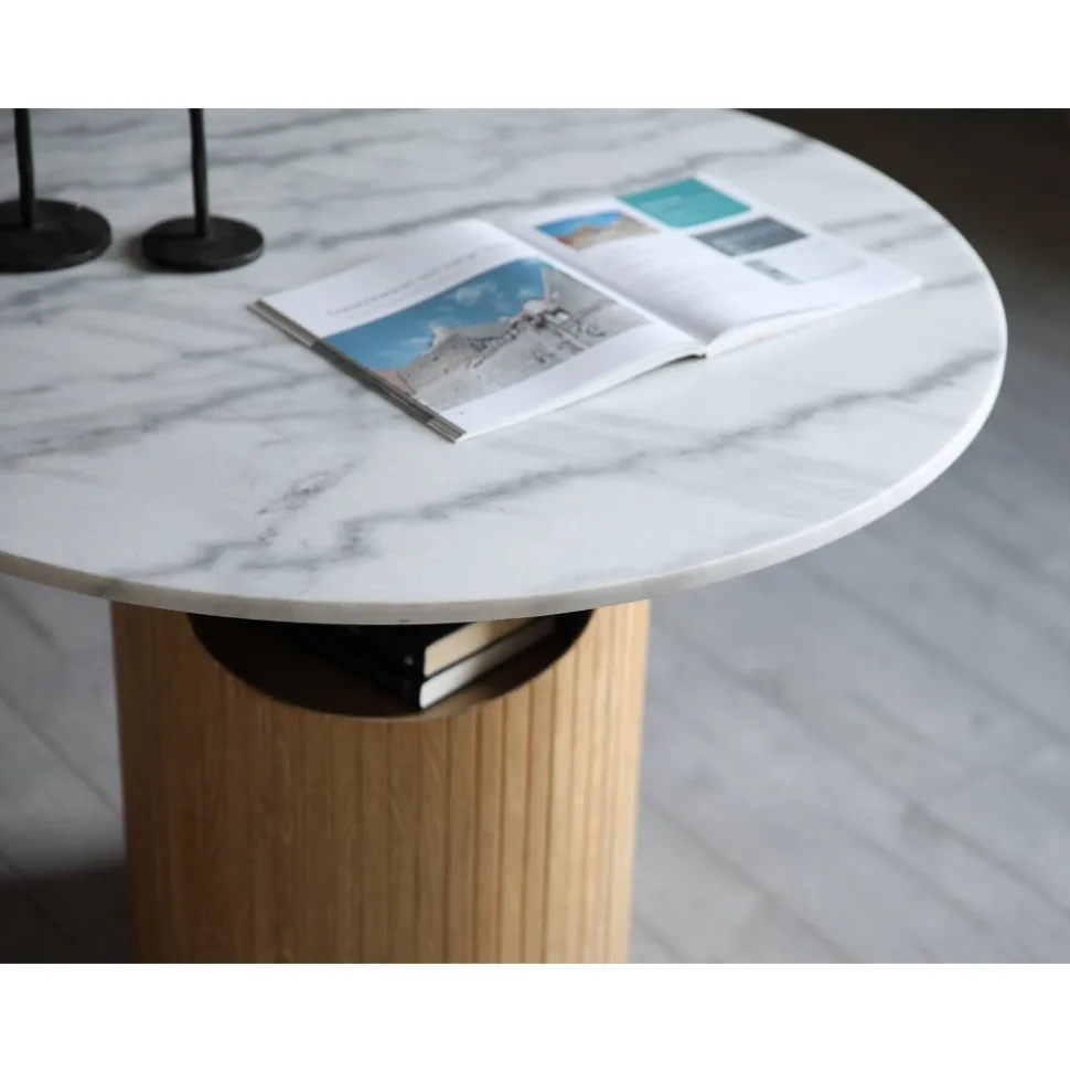 Arto runt soffbord höjd 60 cm - Whitewash / Vit marmor + Textilrengöring för möbler