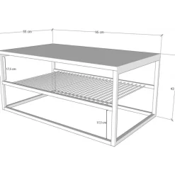 Azur soffbord 95 x 55 cm - Vit/svart