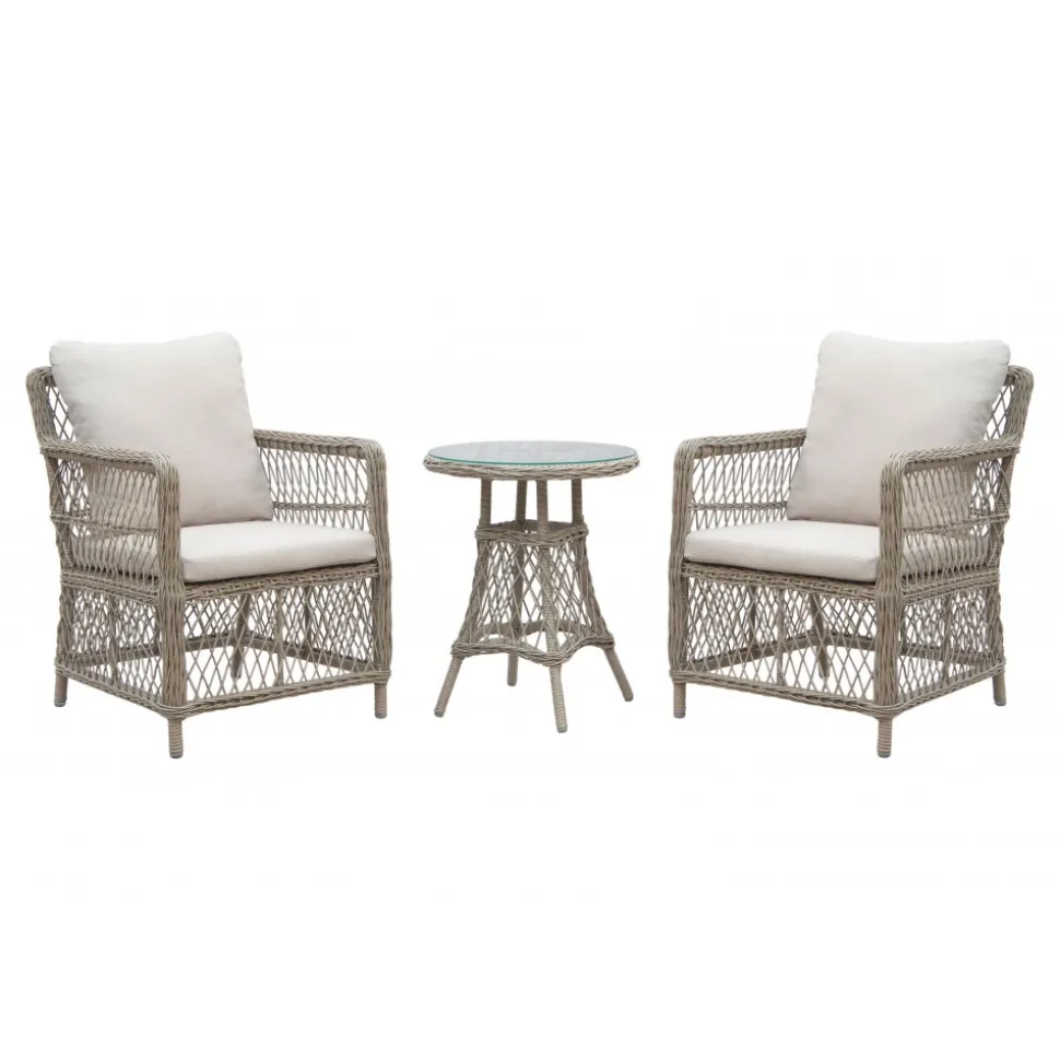 Balkongset 2 st fåtöljer med sidobord + Rengöringsmedel för utemöbler