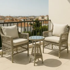 Balkongset 2 st fåtöljer med sidobord