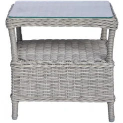 Balkongset; 2 stolar och bord 48 x 48 cm grå/rotting - Tor/Mercury