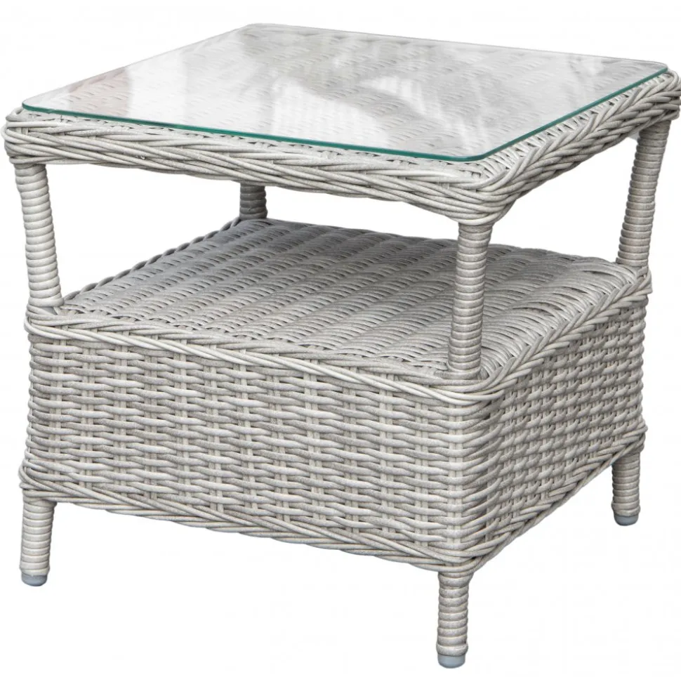 Balkongset; 2 stolar och bord 48 x 48 cm grå/rotting - Tor/Mercury