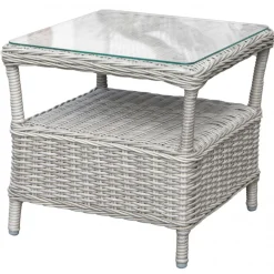 Balkongset med 2 stolar och bord 48 x 48 cm grå/rotting - Tor/Jacksonville