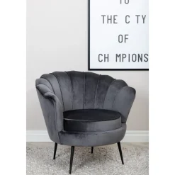 Ballini fåtölj - Mörkgrå sammet