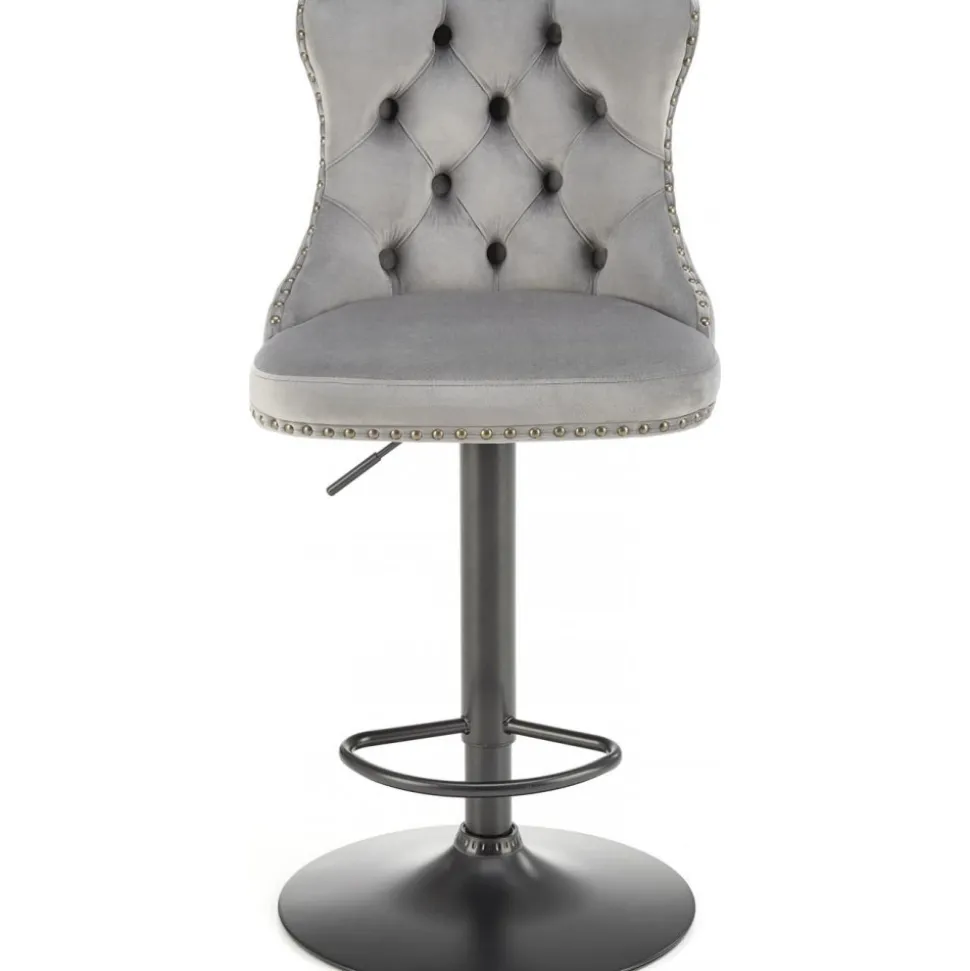 Barstol grå sammet gaslift - Pelican