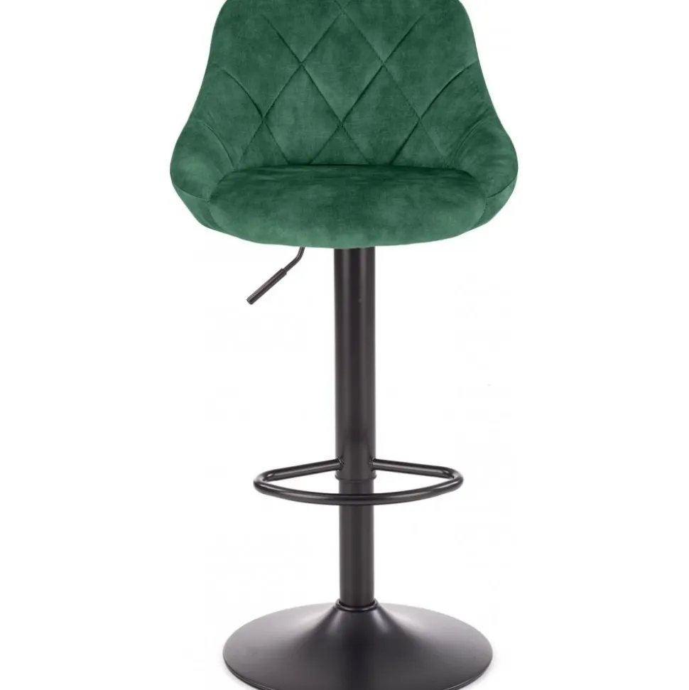 Barstol med grön klädsel & svart fot