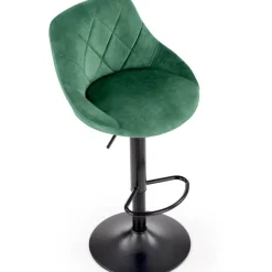 Barstol med grön klädsel & svart fot