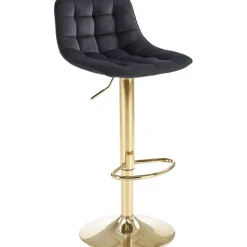 Barstol svart sammet med guldfot - Sitthöjd 62-84 cm