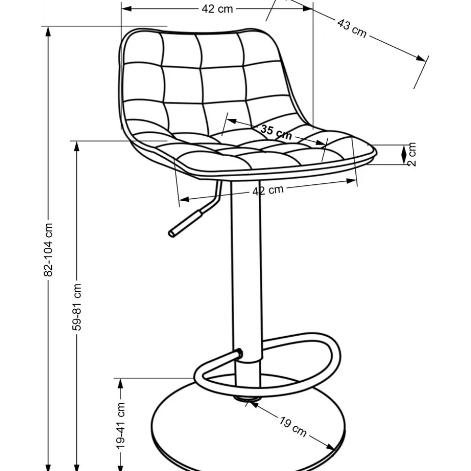 Barstol svart sammet med guldfot - Sitthöjd 62-84 cm