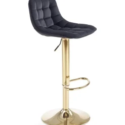 Barstol svart sammet med guldfot - Sitthöjd 62-84 cm