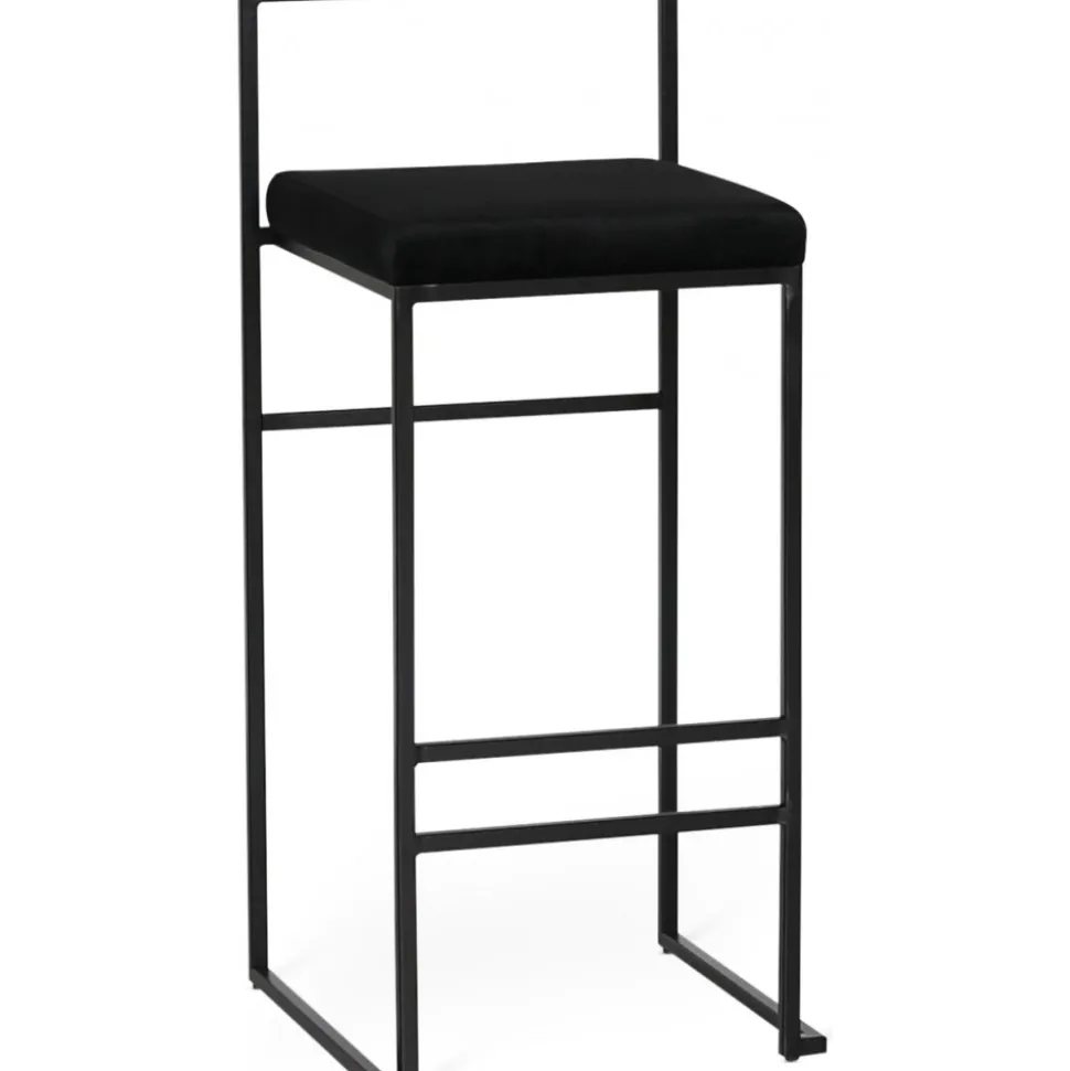 Barstol svart sammet sitthöjd 75 cm