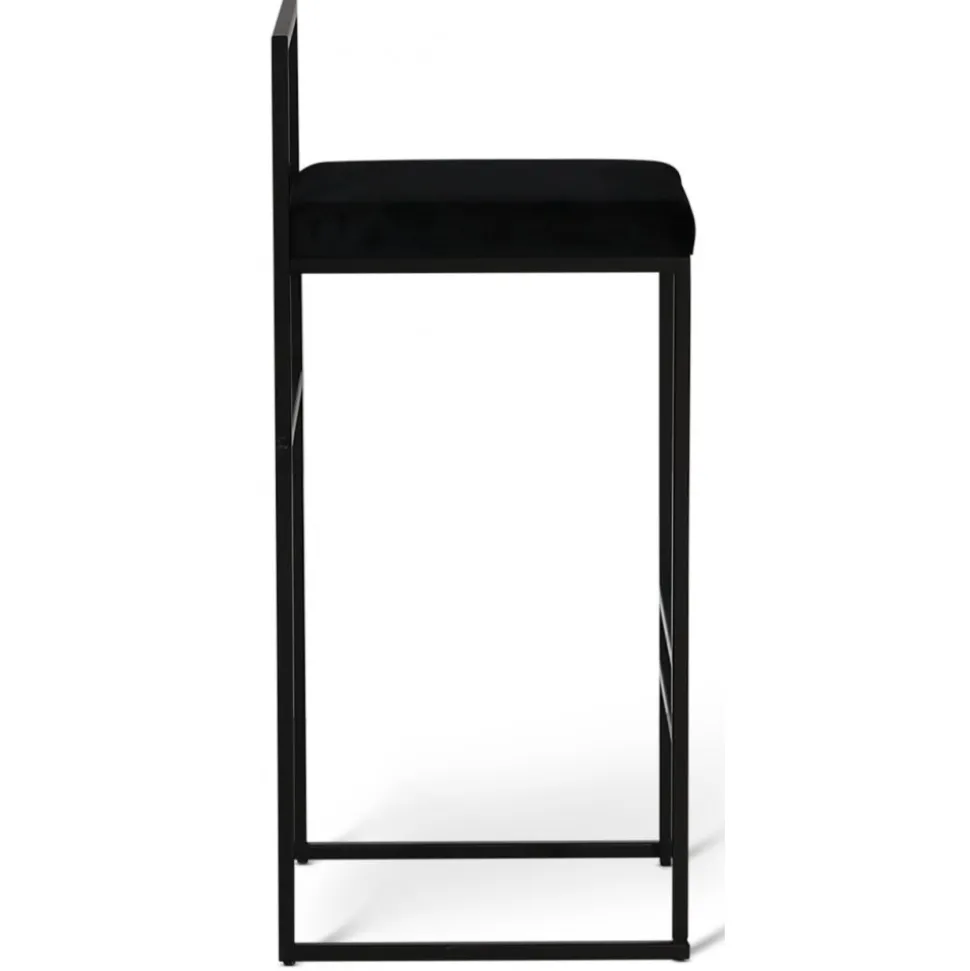 Barstol svart sammet sitthöjd 75 cm + Fläckborttagare för möbler