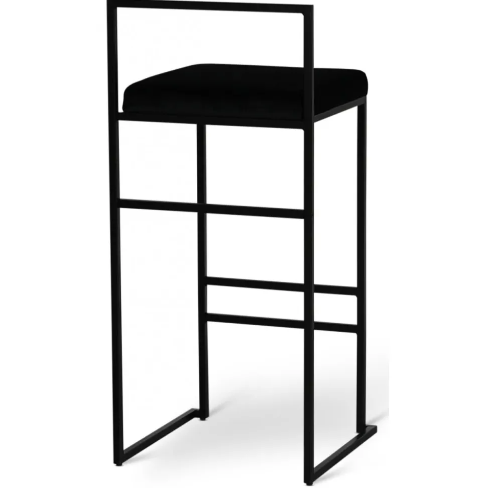 Barstol svart sammet sitthöjd 75 cm + Fläckborttagare för möbler