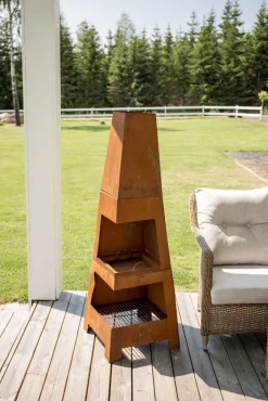 Bastian eldstad 50 x 50 cm - Rostorange + Rengöringsmedel för utemöbler