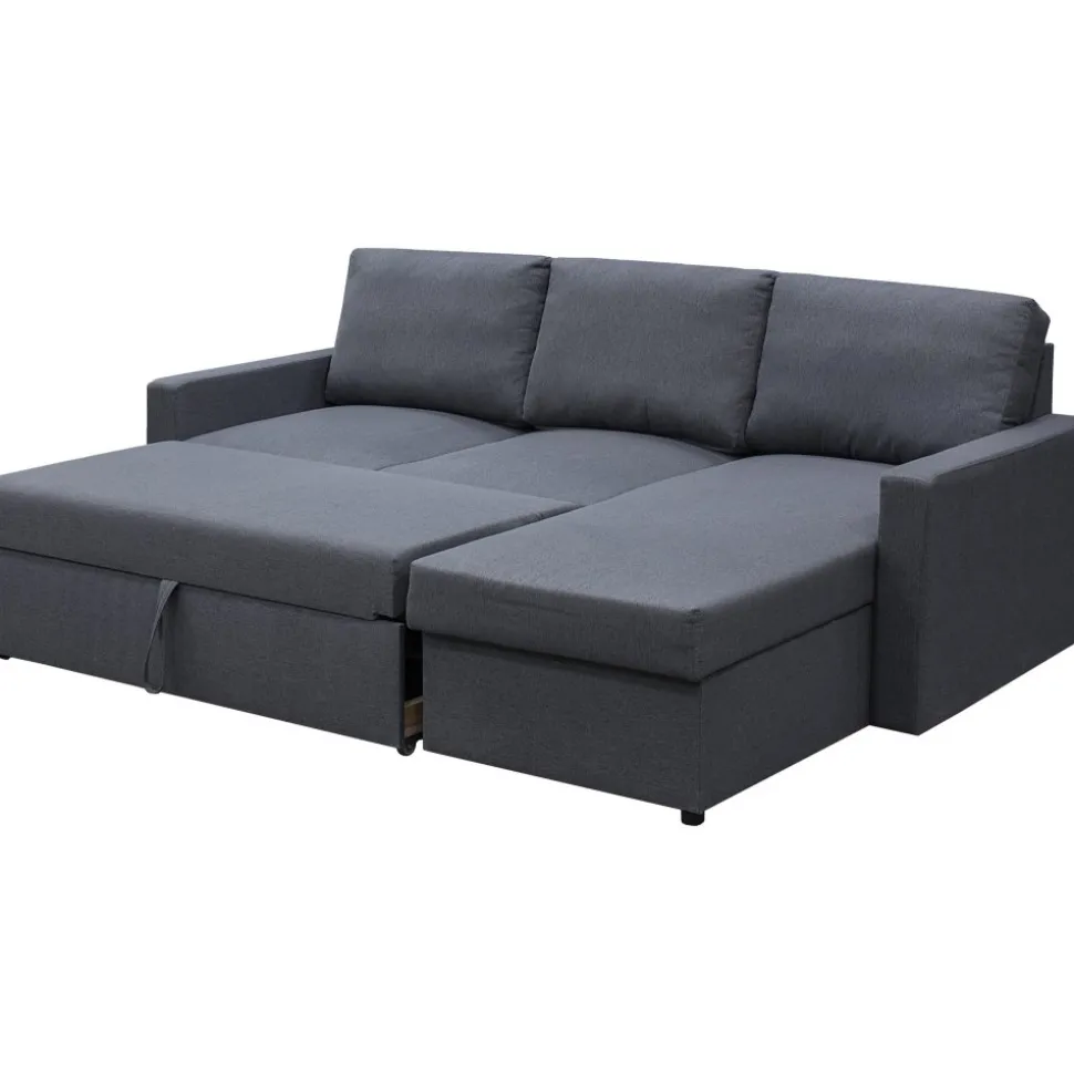 Bäddsoffa 220 cm bred mörkgrå med förvaring + Fläckborttagare för möbler