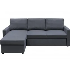 Bäddsoffa 220 cm bred mörkgrå med förvaring + Fläckborttagare för möbler