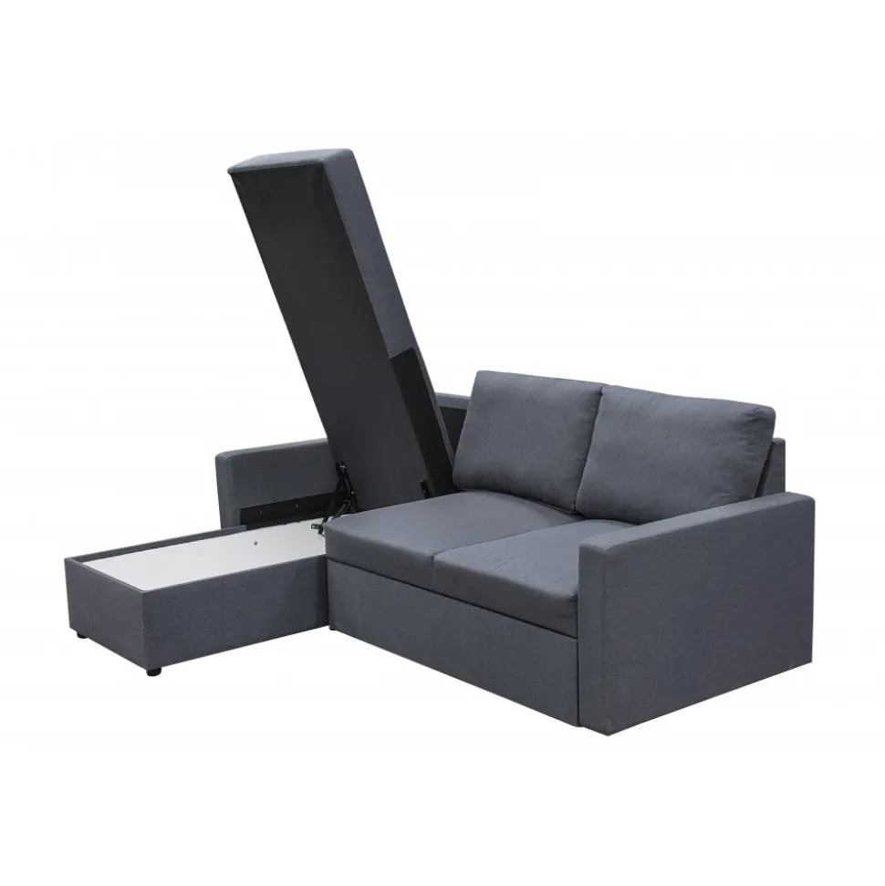 Bäddsoffa 220 cm bred mörkgrå med förvaring + Fläckborttagare för möbler