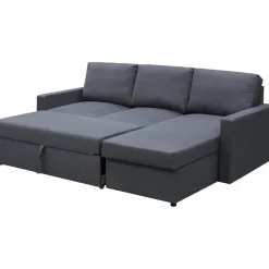 Bäddsoffa 220 cm bred mörkgrå med förvaring