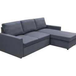 Bäddsoffa 220 cm bred mörkgrå med förvaring