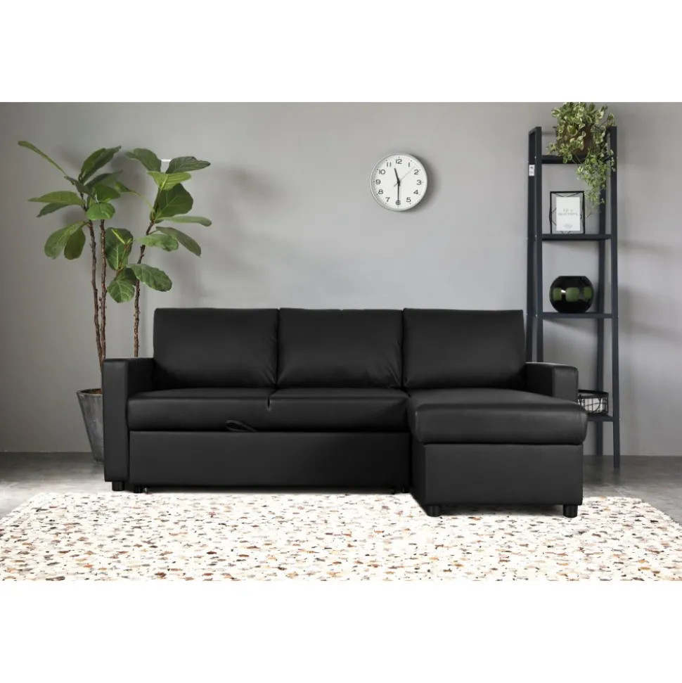 Bäddsoffa 218 cm PU-läder svart - Dream + Textilrengöring för möbler