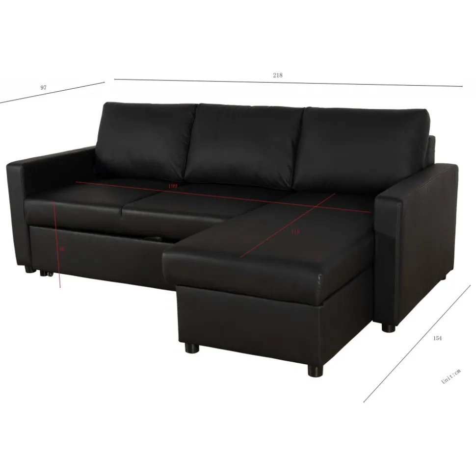 Bäddsoffa 218 cm PU-läder svart - Dream + Textilrengöring för möbler