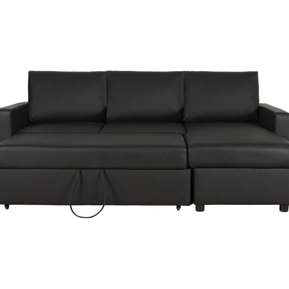 Bäddsoffa 218 cm PU-läder svart - Dream + Textilrengöring för möbler