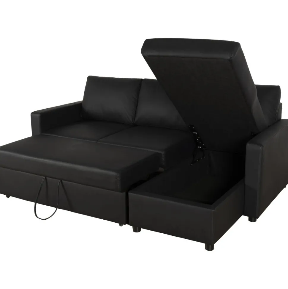 Bäddsoffa 218 cm PU-läder svart - Dream + Textilrengöring för möbler