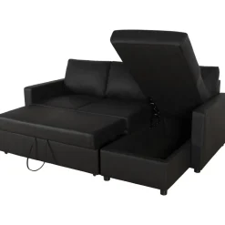 Bäddsoffa 218 cm PU-läder svart - Dream
