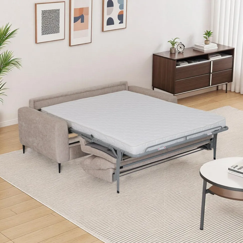 Bäddsoffa framåt bäddad beige - Hoven + Textilrengöring för möbler