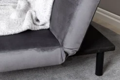 Bäddsoffa i mörkgrå sammet