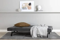 Bäddsoffa i mörkgrå sammet