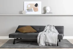 Bäddsoffa i mörkgrå sammet