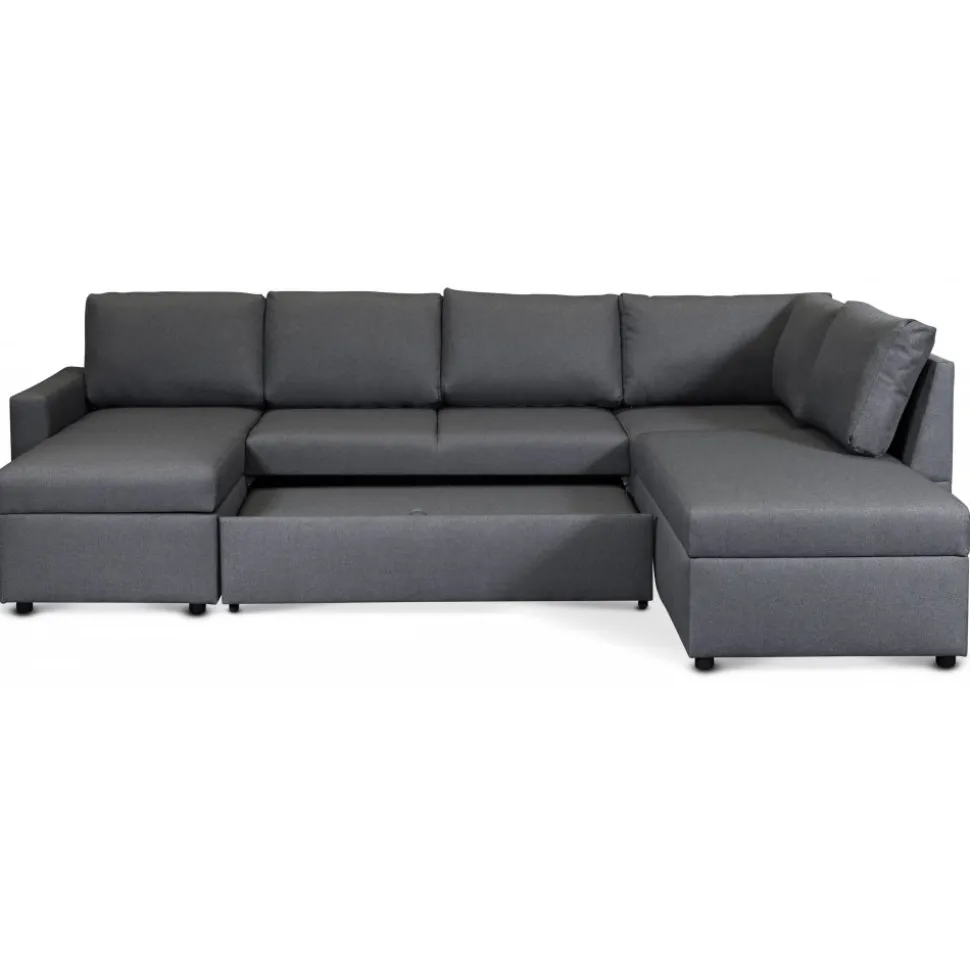 Bäddsoffa i U-design grå - Dream + Fläckborttagare för möbler