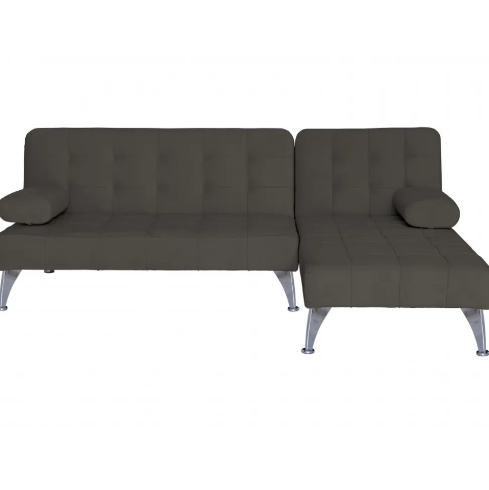 Bäddsoffa med divan brun sammet 198 cm