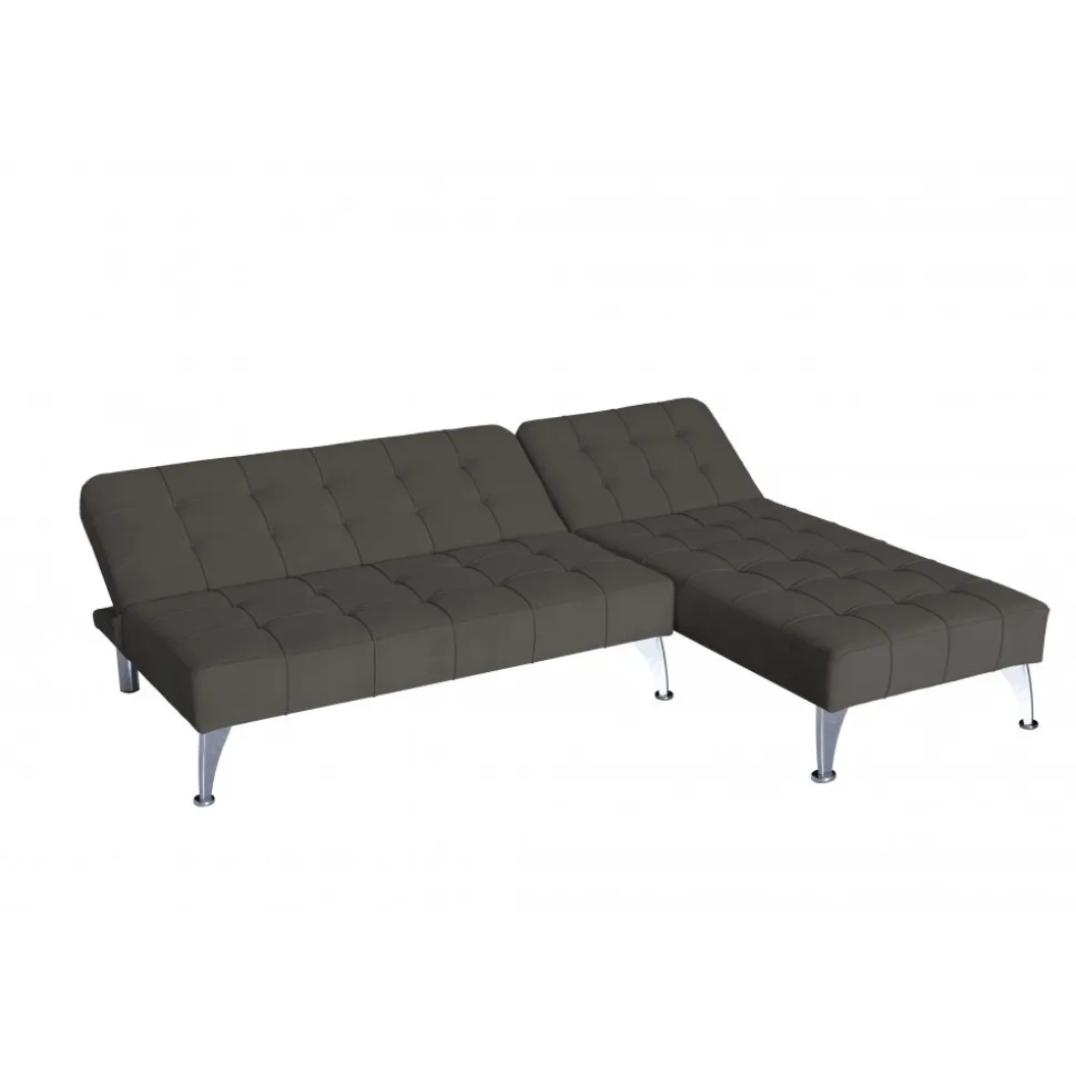 Bäddsoffa med divan brun sammet 198 cm